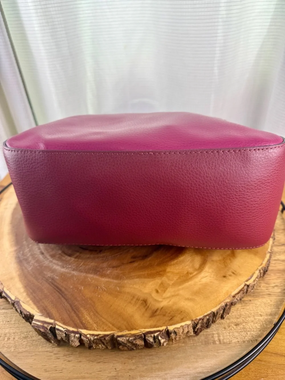 Coach Wine & Pink Leather Tote Horse & Carriage Embossed Logo - Picture 6 of 16